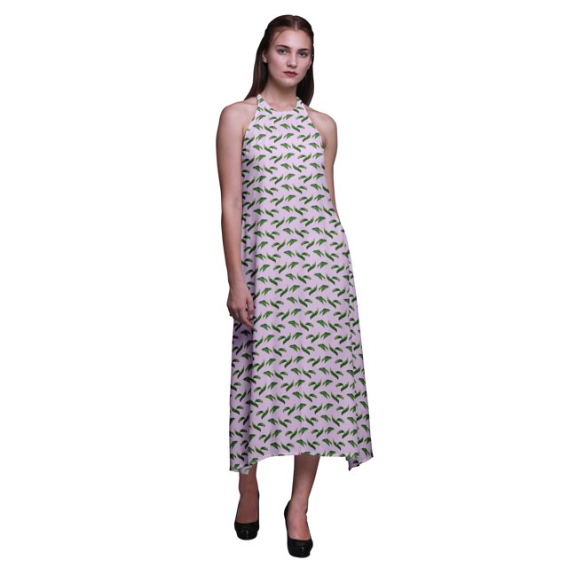 Bimba Robe de Plage Longue Dos Nu à Col Licou Imprimée pour Femmes - Grande