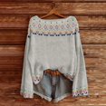 thumbnail image 2 of WTXUE Chandail Décontracté Léger Vintage Fair Isle pour Femmes, Manches Raglan, Col Rond, Tricoté, Imprimé Artistique, Chandails à Enfiler, Confortable et Chaud, Hauts d'Automne, Bohème Tendance, Western, Blouses de Bureau Décontractées, Blanc, TTG, 2 of 4