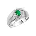 thumbnail image 3 of RYLOS Mens Rings Sterling Silver Ring 6X4MM Oval Shape Gemstone & Diamond Ring Emerald May Birthstone Rings For Man Silver Rings, Size 12, 3 of 7