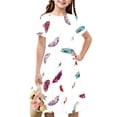 thumbnail image 1 of Soldes de Liquidation Aujourd'hui Offres Iumwxz Robe Décontractée Trapèze Robe Tunique pour Adolescentes Robes Col Rond Mignonne à Motif Robe à Manches Courtes pour Filles Robes Ravissantes pour Fête 4-14a, 1 of 6