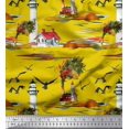 thumbnail image 1 of Soimoi Cotton Cambric Fabric Lighthouse,Bird & Tree Nature Print Sewing Fabric Yard 56 Inch Wide, 1 of 1