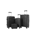 thumbnail image 2 of TRAVLR Monograph 4 Piece Luggage Set, Unbreakable Polypropylene Hardside Spinner Suitcase with 14" Vanity Case, Anti-Blast YKK Zippers, TSA Lock, Expandable Travel Bags (Black), 2 of 7