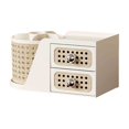 thumbnail image 2 of Rotating Desktop Pen Holder with Drawers, Multifunctional Plastic Desk Organizer Box, Compartment Storage Rack for Office Supplies, Home Desk, Student Dorm Study Table, 2 of 7