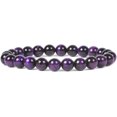 thumbnail image 1 of Bracelet Extensible en Perles Rondes de 8 mm en Oeil de Tigre Violet Teint 7 Pouces, 1 of 2