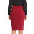 thumbnail image 3 of Unique Bargains Jupe Crayon à Taille Haute Plissée à L'Avant pour Femme, Rouge Foncé, L, 3 of 6