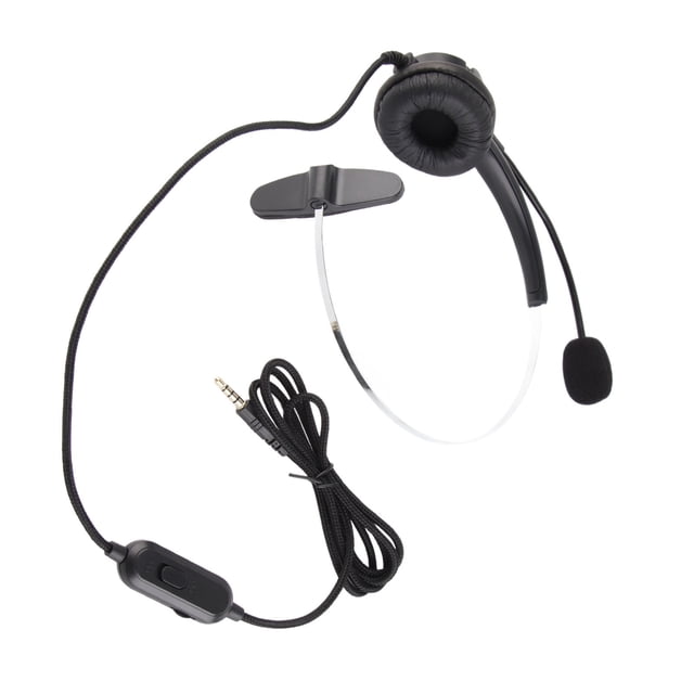 Casques pour Centre d'Appels, Casque Mono Flexible à Réduction de Bruit Réglable avec une Oreillette Simple Coussinée, Serre-Tête Ajustable et microphone Antibruit. Comprend une Prise 3,5 mm, un Câble Tressé de 1,2 m avec Contrôle du volume en Ligne, Convient aux Ordinateurs Portables, Téléphones Cellulaires et Casques pour PC.