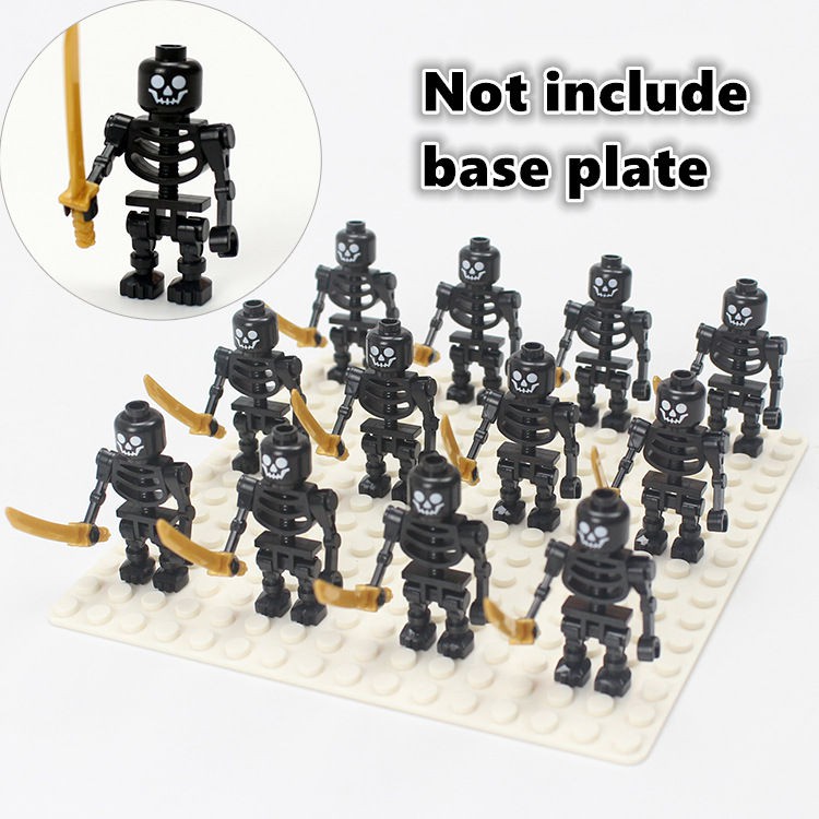 Royalbelle 12Pcs Skeleton Warrior Toys Sword Man Middle Ages Minifigures Building Blocks Ax