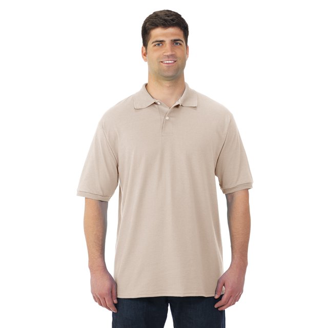 Jerzees Mens SpotShield Short Sleeve Jersey Sport Shirt, M, Sandstone