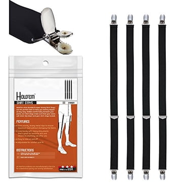 Hold'Em Haut de Gamme pour Chemise, Reste Ultra Doux, Élastique, avec Pinces Métalliques Extra Robustes et Robustes, Coupe Droite, Noir