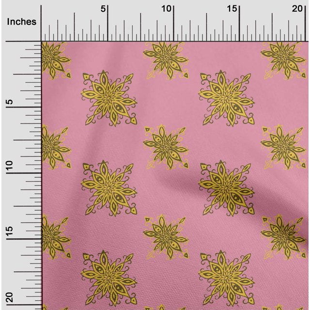 oneOone Silk Tabby Fabric Floral Block Print Sewing Fabric BTY 42 Inch Wide