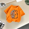 thumbnail image 5 of PMVFHDE Hauts pour Filles T-Shirts pour Filles T-Shirts Graphiques T-Shirts pour Fille Hauts d'Été Tendance pour Filles Hauts d'Été pour Fille T-Shirt Graphique Mignon pour Fille Col Rond Manches Courtes T-Shirt d'Été Orange, 9-10 Ans, 5 of 5