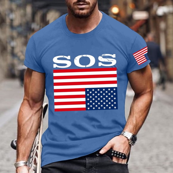 Men T Shirts Letter Of USA America Funny Flag T-Shirt Uni Design for Casual Wear and Celebration Events