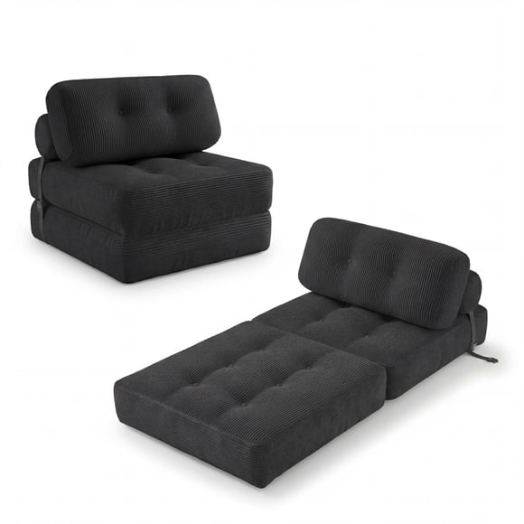 Giantex Convertible Folding Sofa Bed, Fold Out Sleeper Chair, Floor Sofa for Bedroom, Black