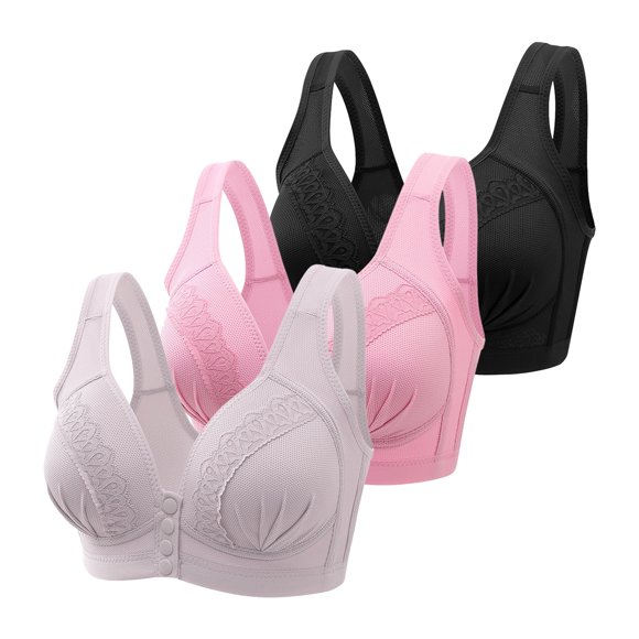 FhsagQ Bra Women Bras Panties Women's Front Side Buckle Lace Edge without Steel Ring Movement Seamless Gathering Adjustment Yoga Sleep Large Bra Bras for Women Crotchless and Boobless White XXXL