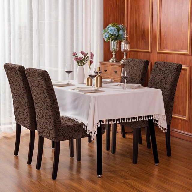 Subrtex Dining Chair Slipcovers Jacquard Damask Washable Chair Cover