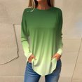 thumbnail image 2 of FAIWAD Women's Top Long Sleeve Drop Shoulder Round Neck Gradient Top Lightweight Loose Tops, 2 of 5