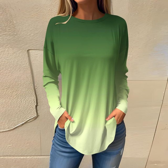 Birdeem Blouses d'Automne à Col Rond pour Femmes, Mode Smockée, Manches Longues