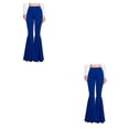 thumbnail image 2 of Maytalsory Pantalon Pattes d'Éléphant Polyvalent en Coton pour Femmes avec Ajustement Extensible Taille Haute Pantalon Pattes d'Éléphant Bleu Marine G 2Ensemble, 2 of 6