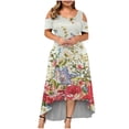 thumbnail image 1 of TopLLC Robes d'Été pour Femmes Grande Taille à Manches Courtes Robes Maxi à Fleurs Robe de Soirée à Épaules Dénudées avec Poches Robe Formelle Femme, 1 of 5