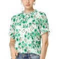 thumbnail image 2 of INSPIRE CHIC Blouse pour Femme à Fleurs à Volants Manches Courtes Col à Volants Blouses Décontractées S Vert, 2 of 8