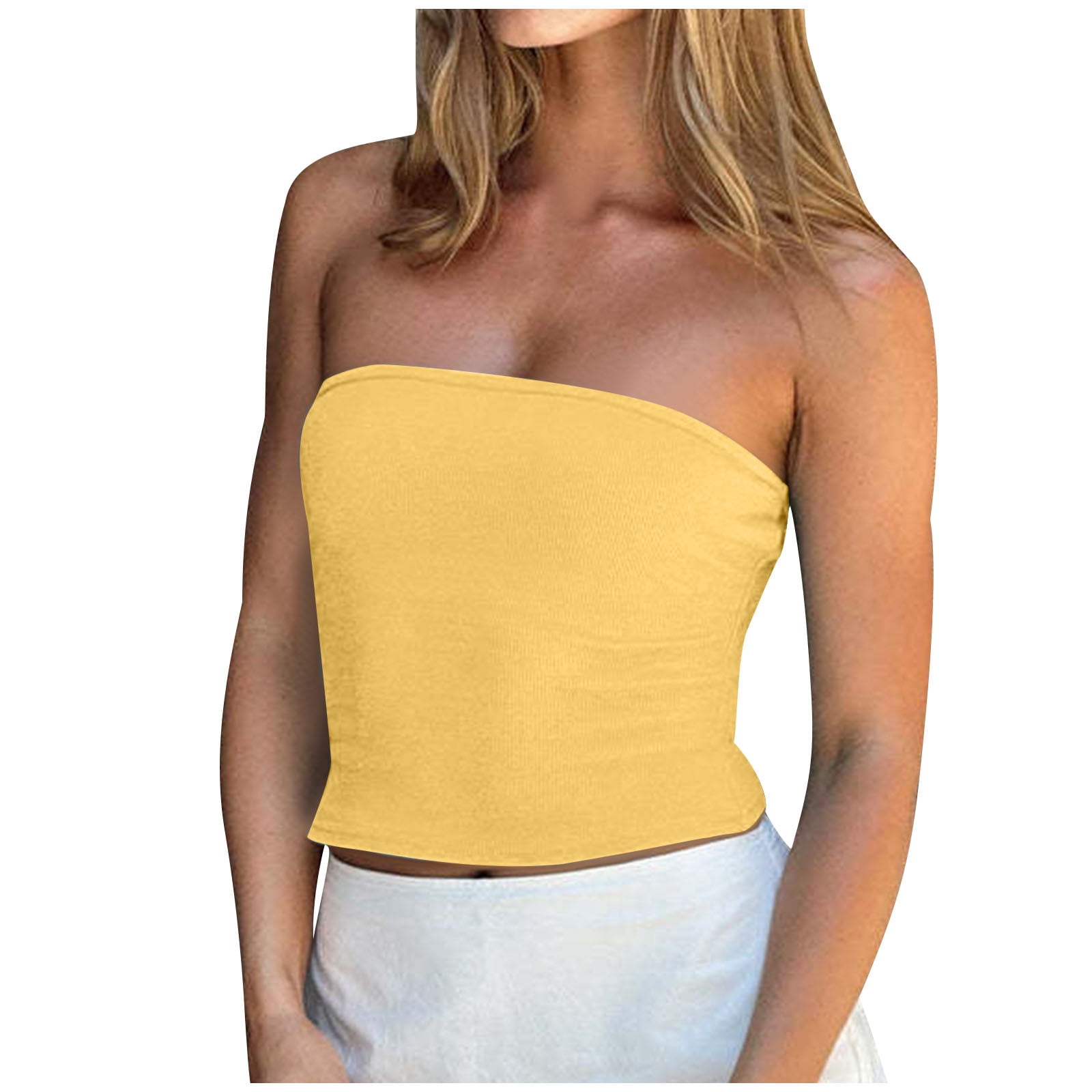 Timegard Tube Tops for Women Ribbed Strapless Skinny Comfy Solid Color Going out Top Summer Casual