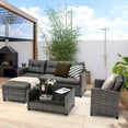 thumbnail image 4 of Gymax 4PCS Rattan Patio Conversation Furniture Set Outdoor Sectional Sofa Set, 4 of 10