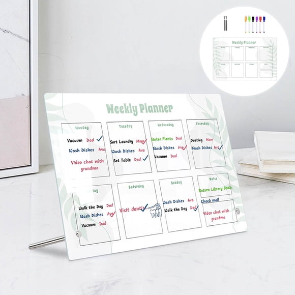 Dvkptbk Bulletin Board Crylic Desktop Week Plan Memo Board Erasable Transparent Message Writing Board Memo Reminder Display Board/3ml Marker Bulletin Board