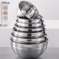thumbnail image 2 of 7X Mixing Bowls Salad Bowl Mirror Finish Rice Snack Bowl Set Heating Cereal Food Storage Basin Kitchen Dining Cooking Tableware White Lid, 2 of 9