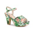 thumbnail image 1 of BLISSFUL STEP Women's Shoes Floral Pattern Platform Chunky Heel Open Toe Slingback Buckle Strap  Sandals Green 6, 1 of 5