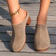 thumbnail image 2 of Women's Comfortable Slip On Chunky Heel Dressy Sandals Retro Suede Mules Open Back Non Slip Walking Clogs Red Size 9.5, 2 of 8