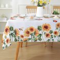thumbnail image 1 of Summer Rectangle Tablecloths 60x120 Inch Sunflower Print, Wipeable DustProof WrinkleFree Washable White Fabric Cover for Fall Dining, Party, Picnic, 1 of 6