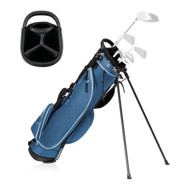 Gymax Sac de Chariot de Golf Bleu avec Support, Boîte de Nuit, Organisateur de Transport, Poches, Bleu