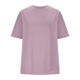 thumbnail image 4 of Plebaso T-Shirts Surdimensionnés pour Femmes 2025 Manches Courtes Hauts Amples Col Rond Décontracté Uni T-Shirts Basiques pour Femmes, 4 of 6