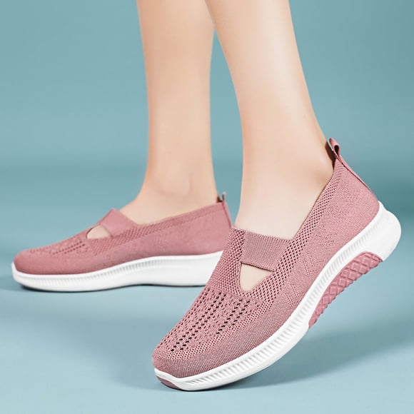 Commforr Mesh Shoes, Slip On Shoes for Women, Orthopedic Shoes for Women, Casual Shoes for Women, Ladies Shoes, New Orthopedic Shoes for Women, Women's Woven Breathable Soft Sole Shoes, Pink, 6.5