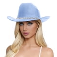 thumbnail image 1 of Men's And Women's Woolen Hats Western Cowboy Top Hat Three Of Rhinestones, 1 of 4