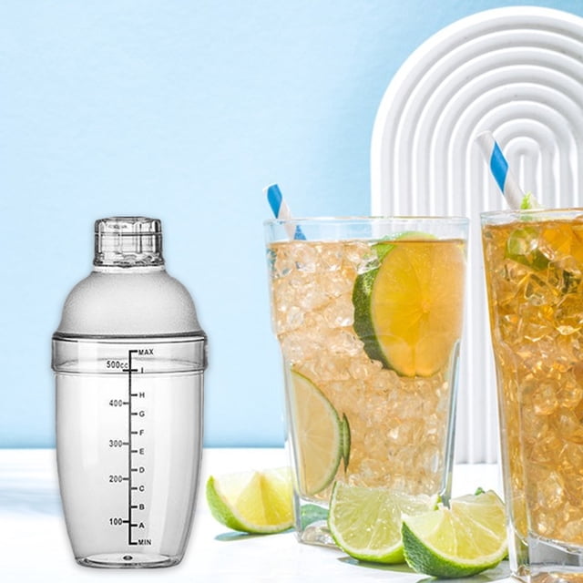 Kadlawus Plastic Shaker for Bar, ABS Cocktail Mixer with Measurement Scale, Heavy Duty Drink Mixing Tool for Lemon Tea, Cocktails, Smoothies