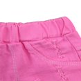 thumbnail image 2 of Baby Girls Casual Denim Shorts Solid Color High Waist Button Ripped Jeans with Side Pockets Purple 2-3 Years, 2 of 6