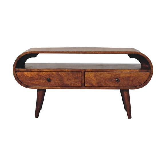 Artisan Furniture Solid Wood Chestnut Circular TV Stand