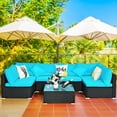 thumbnail image 4 of Costway 7PCS Patio Wicker Sofa Set Sectional Conversation Furniture Set Garden Navy Blue, 4 of 10
