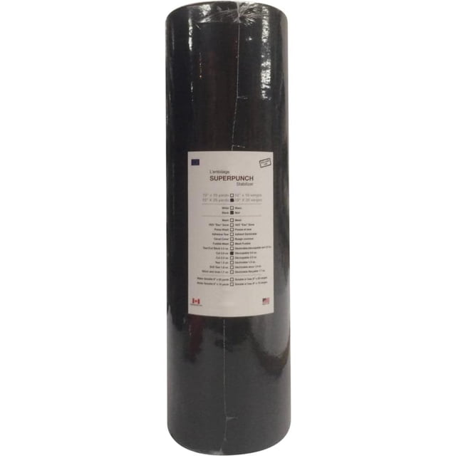 Cut Away Stabilizer Black 3.0 oz, 15 Inches x 25 Yards Roll. SuperStable Embroidery Stabilizer Backing