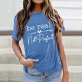 thumbnail image 2 of WEIYLL T Shirts for Women Short Sleeve Letter Print Light Blue Tees Sizes XL, 2 of 4