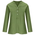 thumbnail image 4 of RKSTN Womens Tops Cotton and Linen V-Neck Long Sleeve Three Buttons Plus Size Tops Loose Fit Solid Color Basic Breathable Summer Tops Blouses, 4 of 5