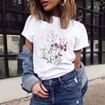 thumbnail image 4 of Économies d'Été! Hauts Habillés Floraux pour Femmes, Hauts d'Été pour Femmes 2024 Tendance, Mode Féminine Décontractée Manches Courtes Imprimé Floral Col Rond Chandail Haut Blouse, T-Shirts Basiques Décontractés d'Été pour Femmes, 4 of 9