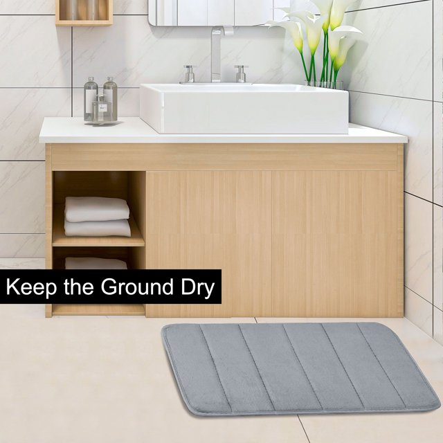 REGALWOVEN Bath Mat Memory Foam Bath Rugs for Bathroom, Silver Gray 24" x 16"/60 x 40cm(L*W)