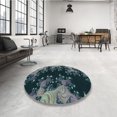 thumbnail image 4 of Ahgly Company Tapis d'Intérieur Ronds Transitionnels Verts Lavables à la Machine, 4 Pieds Rond, 4 of 7
