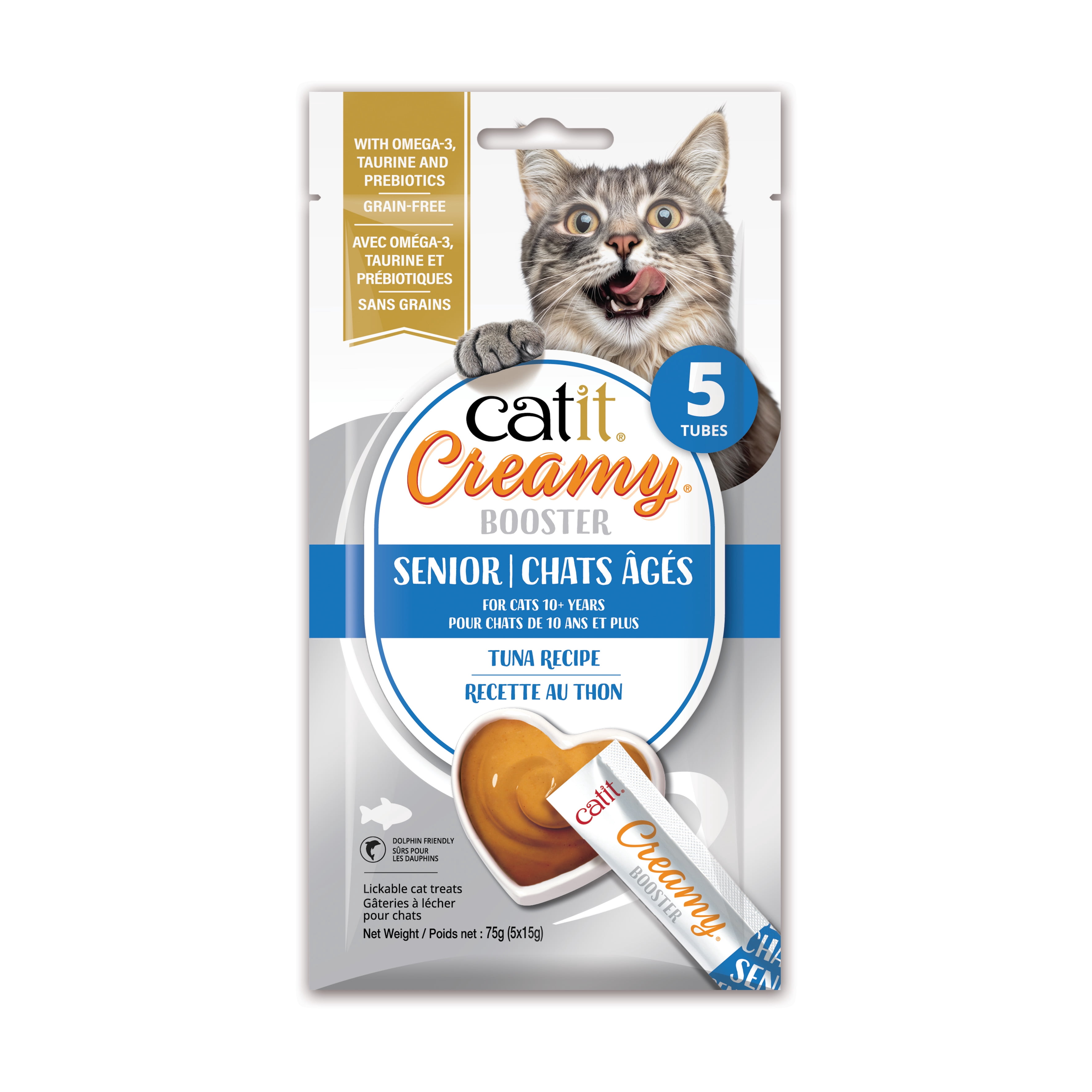 Gâteries Catit Creamy Booster pour chats âgés, 5 x 15 G