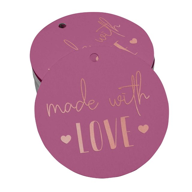 Inkdotpot 50 Pack Made With Love Text Favor Paper Tags Craft Real Rose Gold Foil Hang Tags