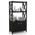 thumbnail image 1 of Costway Bathroom Storage Cabinet with Open Shelves & Double Doors Modern Storage Organizer Black, 1 of 10