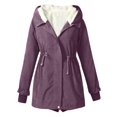 thumbnail image 1 of WEIYLL Womens Fleece Jackets Warm Solid Color Hooded Zipper Pockets Purple Cold Weather Tops Size S, 1 of 4