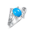 thumbnail image 3 of RYLOS Rings for Women Sterling Silver Greek Key Designer Ring 9X7MM Gemstone & Diamond Ring December Turquoise Jewelry Size 8, 3 of 7